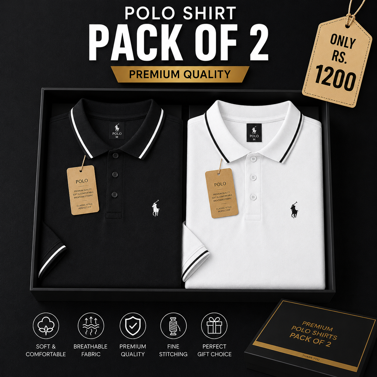 Product Details – Premium Polo Shirt (Pack of 2)