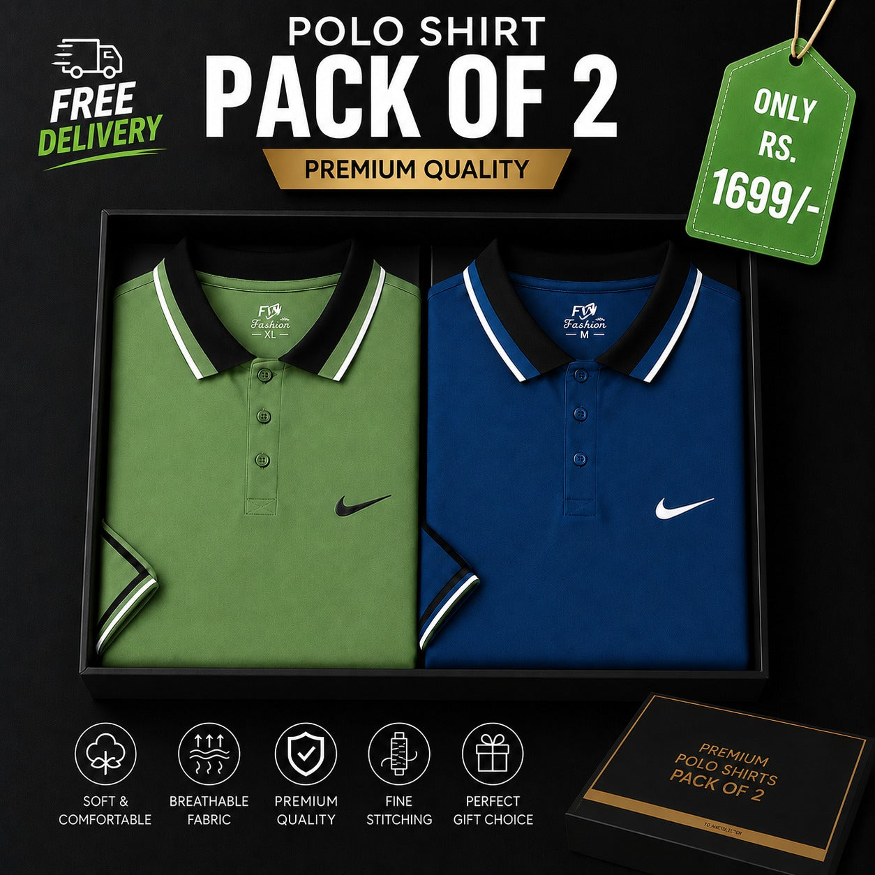 Product Details – Premium Polo Shirt (Pack of 2)