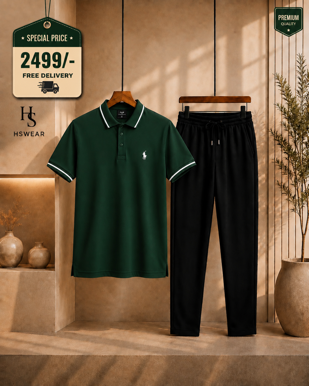 Men's Polo Shirt & Trouser Set 2 -Piece  Set | Premium Quality Casual Wear ✨