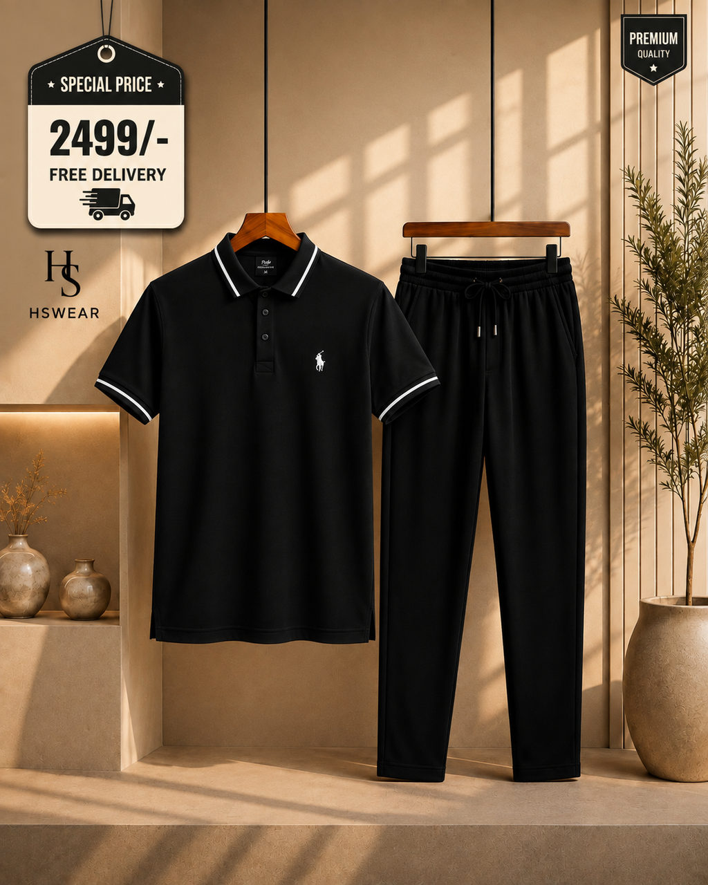 Men's Polo Shirt & Trouser Set 2 -Piece  Set | Premium Quality Casual Wear ✨