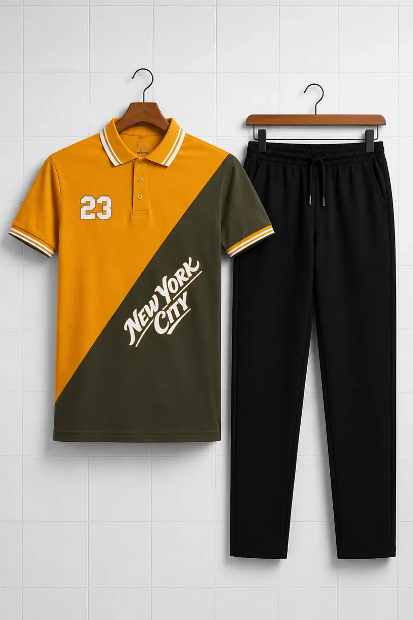 PK Polo Shirt Plain Trouser Tracksuit