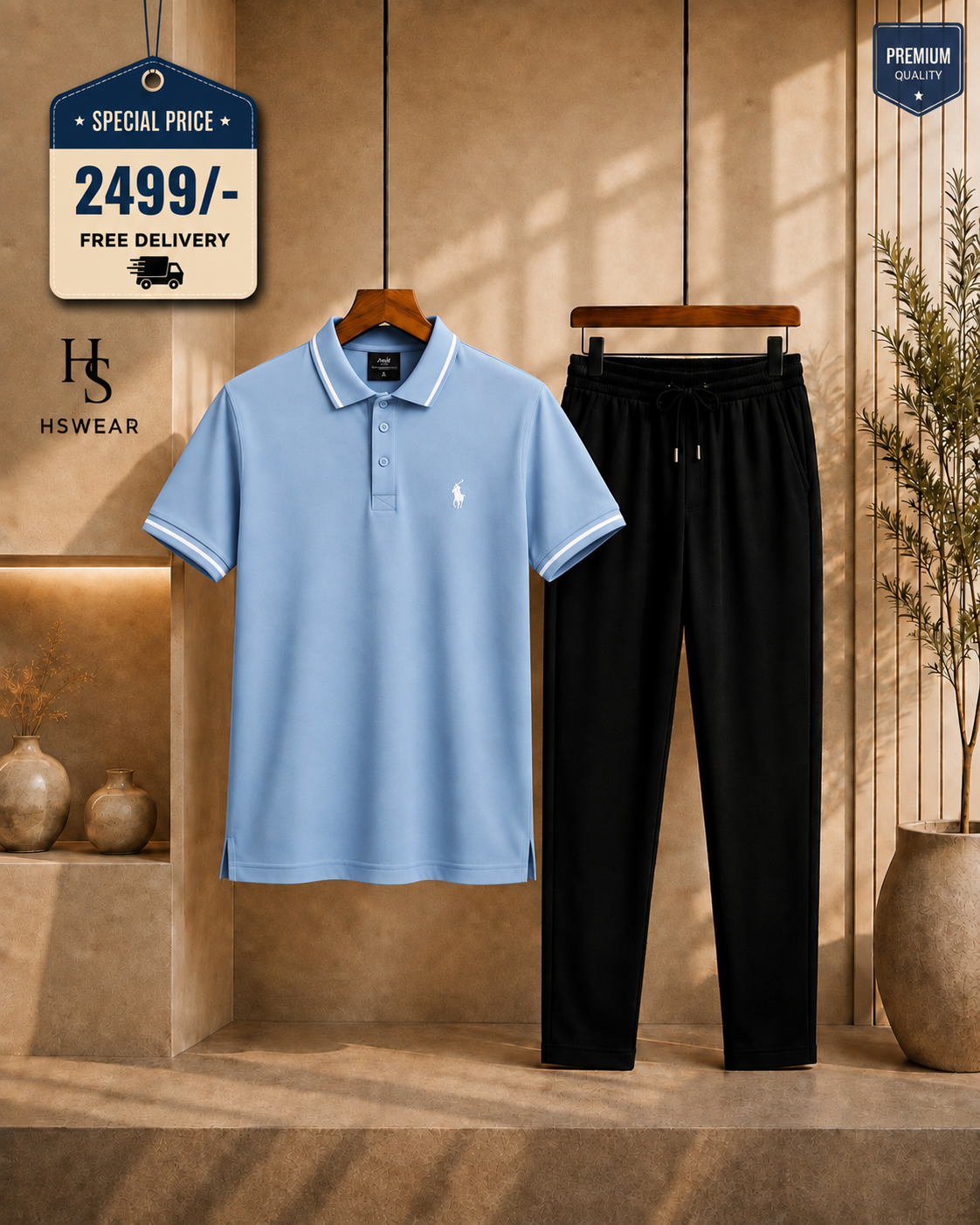 Men's Polo Shirt & Trouser Set 2 -Piece  Set | Premium Quality Casual Wear ✨