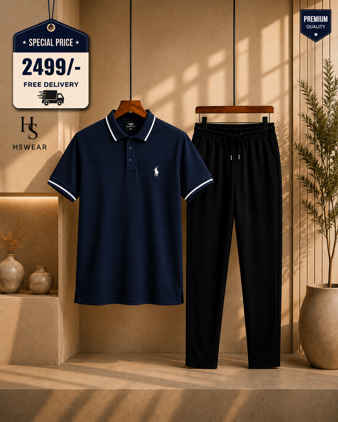 Men's Polo Shirt & Trouser Set 2 -Piece  Set | Premium Quality Casual Wear ✨
